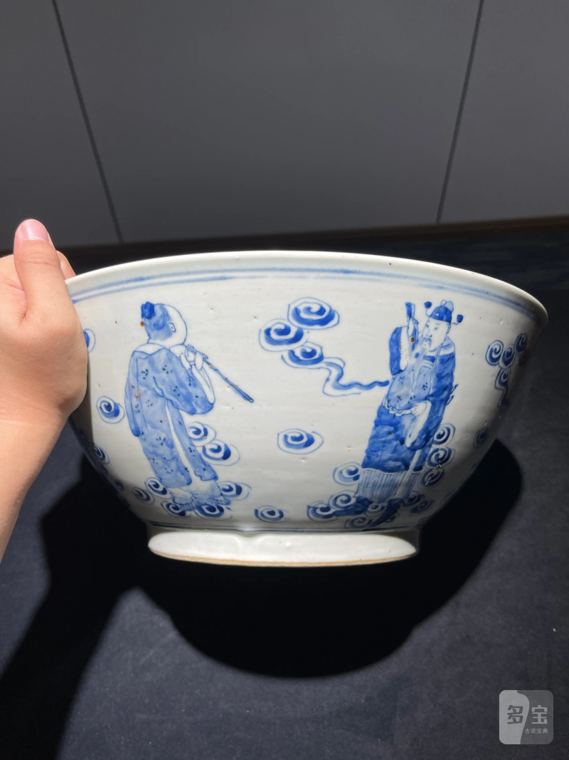 清晚期 青花八仙纹大碗 - 图3